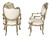 Platine Pair of French Rococo Mahogany Fire Side Chairs Room Scene