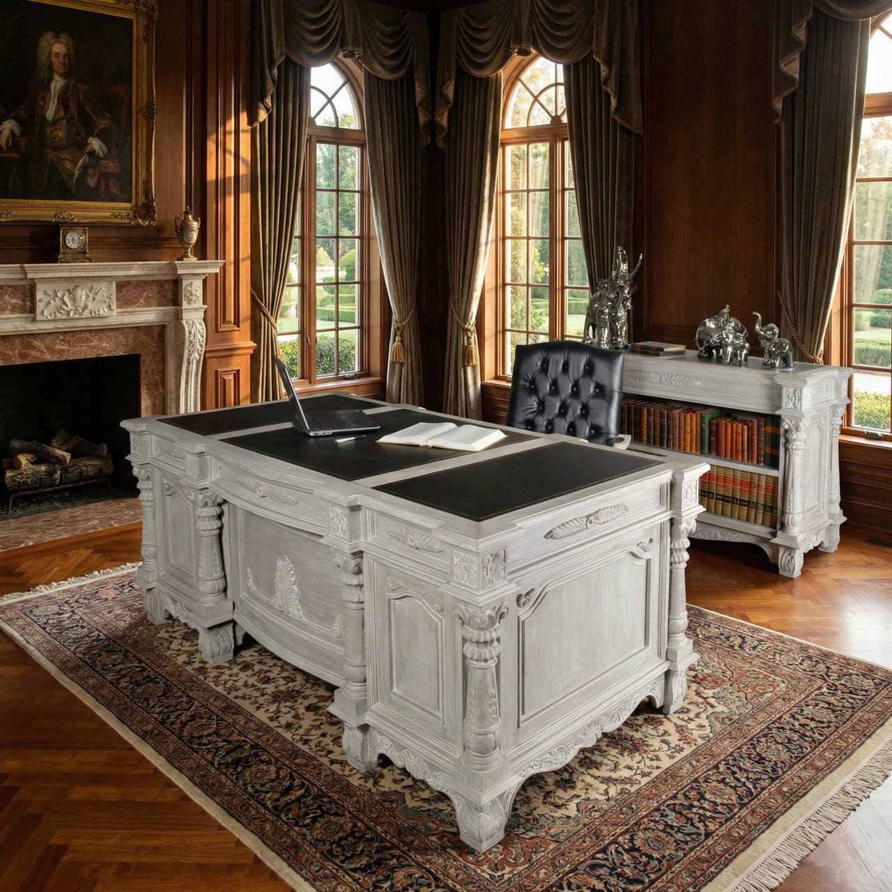 Mystique Grey Mahogany Executive Desk