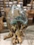 Mountain Studios Large Artistic Blown Glass and Natural Teak, Fish Bowl