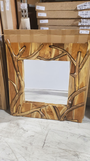 Teak Square Mirror Model C