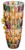 Multi Color Cut Glass Vase With Gold Accent
