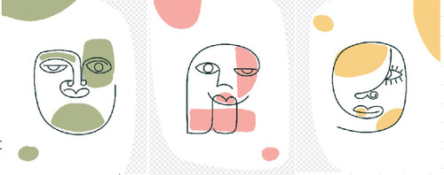 Abstract Set of 3 Faces Acrylic Wall Decor