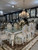 Chalk White Rococo 9 Piece Dining Table Set with Glass Top