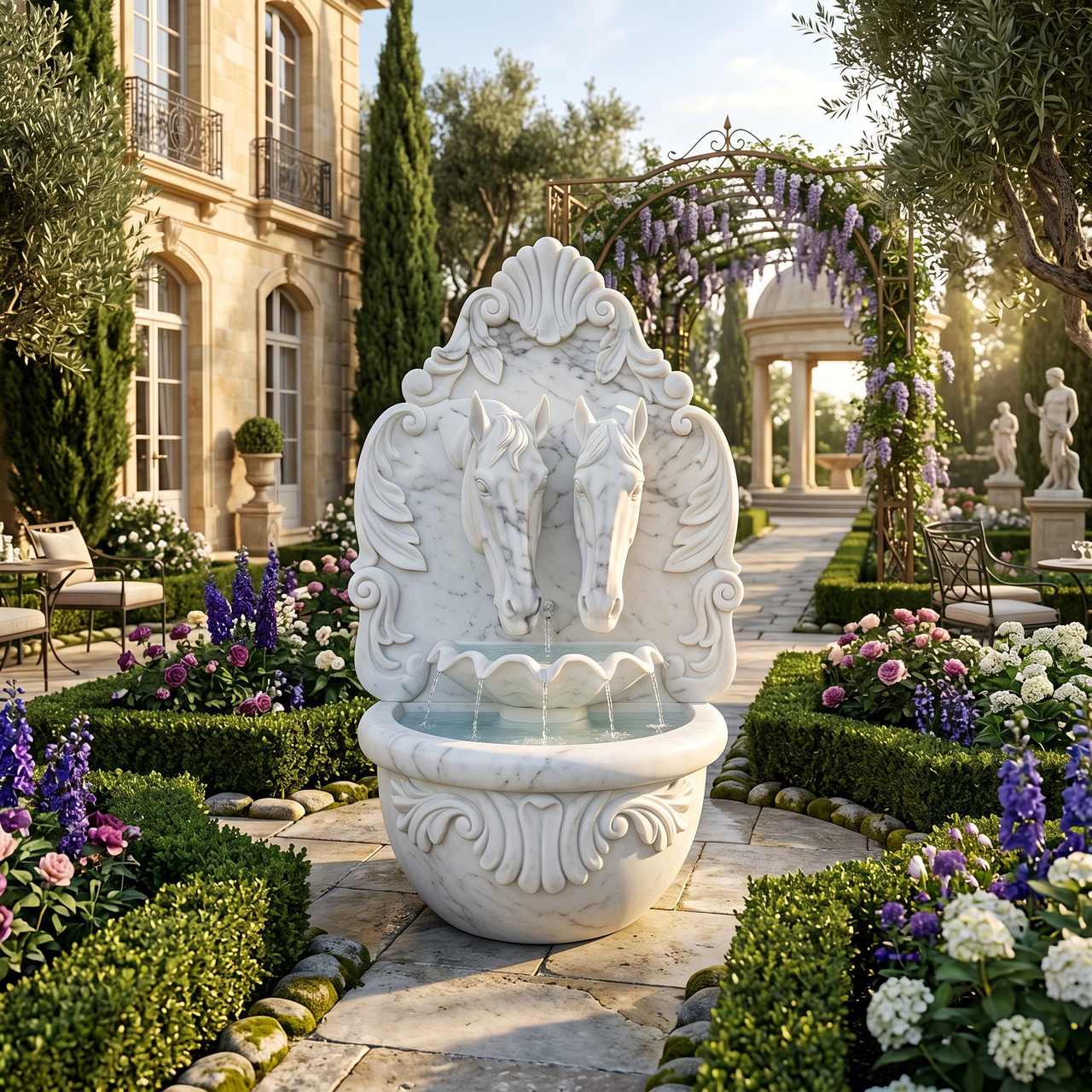 White Marble Horse Fountain