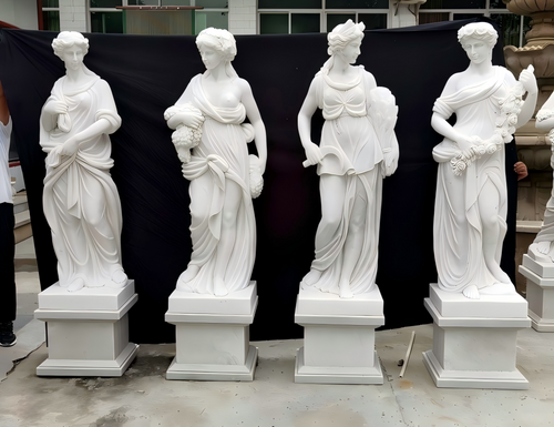Set4 White Marble Four Seasons Ladies 78 Inches High